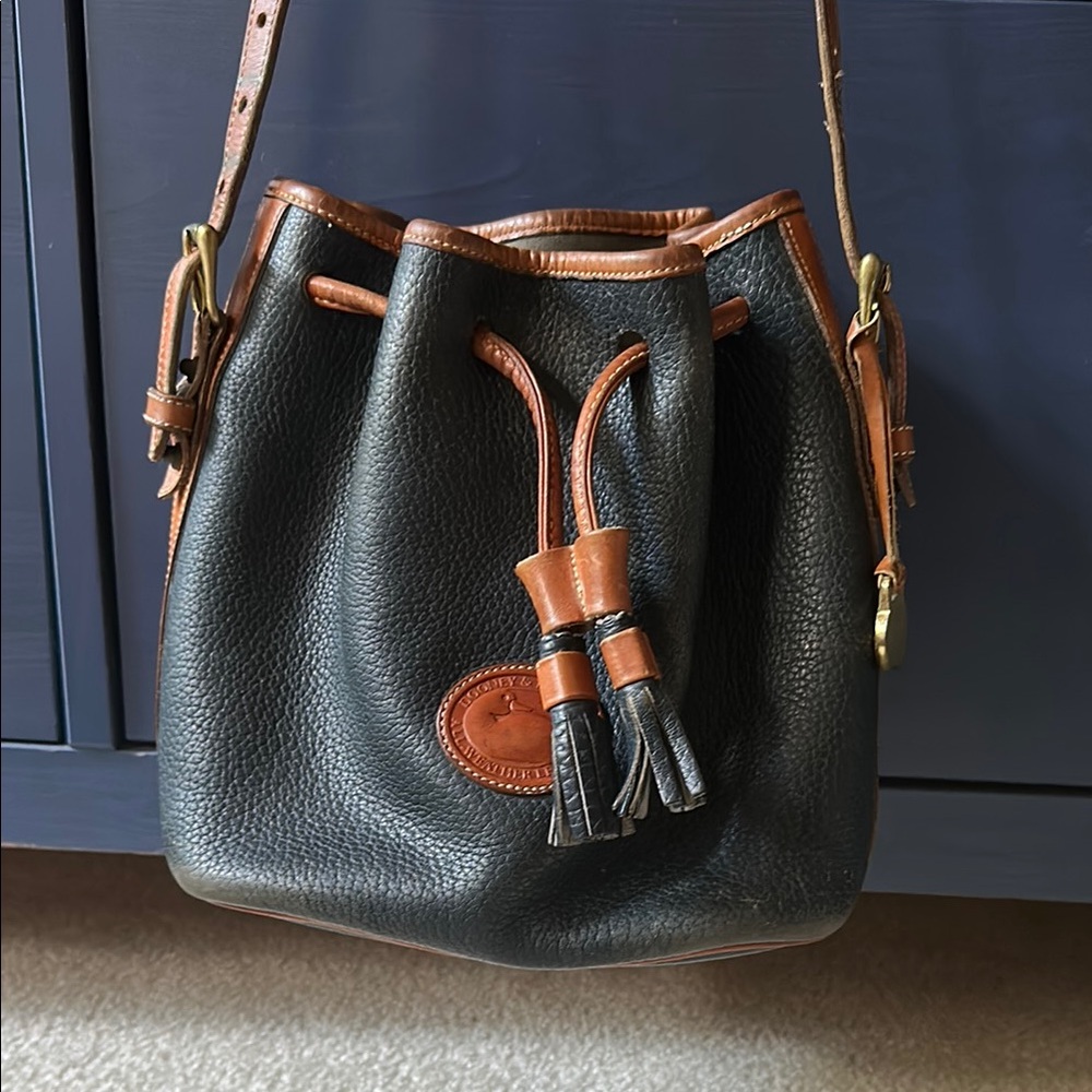Classic Black and Brown Leather Bucket Bag